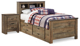 Hoover Furniture Outlet - Ashley Furniture - Trinell Twin Panel Bed with Storage and Nightstand - Twin Panel Bed with Storage and Nightstand - B446B68
